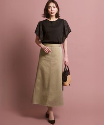 カットワークエンブロイダリー デザインスリーブ トップス