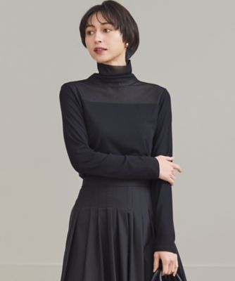 ＜23区 S (Women/小さいサイズ)＞【洗える】チュールフライス　シアーハイネック　カットソー（ＫＫＷＳＬＳ００３３）