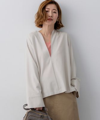 theory luxe 2022 FUMILA 綺麗め　Vネックカットソー メランジダブルフェイス Vネックカットソー｜長袖｜ニコル公式通販