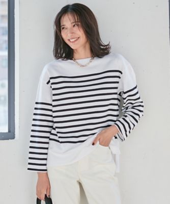 ＜23区 S (Women/小さいサイズ)＞【洗える】ＢＵＧＩＳ　シングルジャージー　ボーダー　カットソー（ＫＫＷＳＮＡ０３３２）