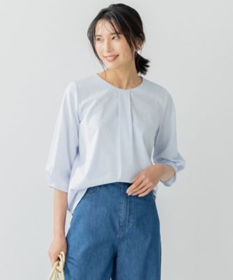 ＜23区 S (Women/小さいサイズ)＞【洗える】ブラウスライクジャージー　ストライプ　カットソー（ＫＫＷＳＳＭ０３３５）