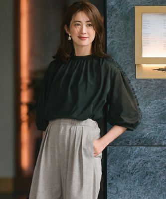 23区 L (Women/大きいサイズ)/ニジュウサンク エル 【新色追加／洗える】クリアトリコットジャージー　ギャザーデザイン　カットソー（ＫＫＷＷＣＡ０２３２）