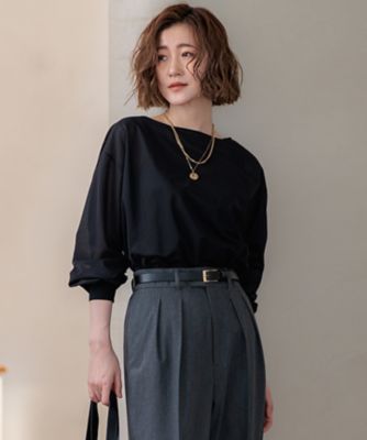 23区 L (Women/大きいサイズ)/ニジュウサンク エル 【洗える】クリアトリコットジャージー ボートネック カットソー(KKWWCA0233)
