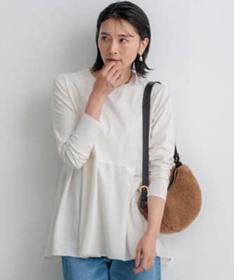 【杏さん着用／ご好評につき新色追加】ナチュラルコットンベアコンビ　ペプラム　カットソー（ＫＫＷＷＣＡ０３３７）