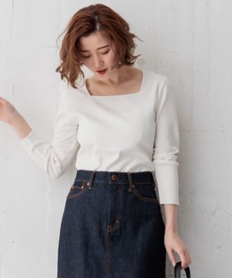 ＜23区 L (Women/大きいサイズ)＞【洗える】コンパクトリブ　スクエアネック　カットソー（ＫＫＷＷＣＭ０３３４）
