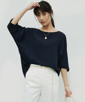 洗える】ストレッチジョーゼット フォルム カットソー