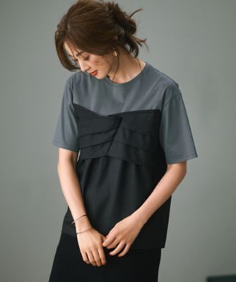 23区 L (Women/大きいサイズ)/ニジュウサンク エル 【WEB限定カラーあり/洗える】スムースデザイン コンビ カットソー(KKWWCM0530)