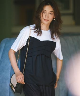 23区 L (Women/大きいサイズ)/ニジュウサンク エル 【WEB限定カラーあり/洗える】スムースデザイン コンビ カットソー(KKWWCM0530)