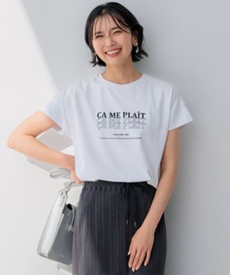 23区 L (Women/大きいサイズ)/ニジュウサンク エル 【UVカット/洗える】CA ME PLAIT ロゴTシャツ(KKWWCM0637)