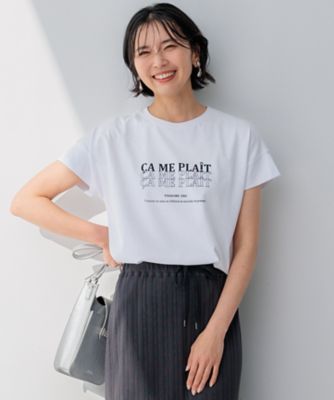 ＜23区 L (Women/大きいサイズ)＞【ＵＶカット／洗える】ＣＡ　ＭＥ　ＰＬＡＩＴ　ロゴＴシャツ（ＫＫＷＷＣＭ０６３７）