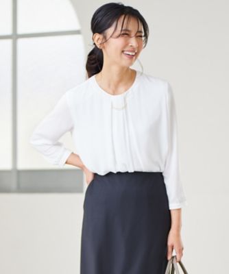 ＜23区 L (Women/大きいサイズ)＞【洗える】シルキーデシン　タックディテール　カットソー（ＫＫＷＷＣＳ００３１）