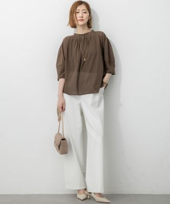 tシャツ 「洗える」クリアトリコットジャージー ギャザーフォルム カットソー レディース 洗える】クリアトリコットジャージー ギャザーフォルム