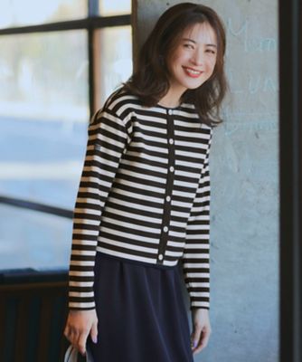 23区 L (Women/大きいサイズ)/ニジュウサンク エル 【CanCam4月号掲載/洗える】Armor-lux スムース バックボタン ボーダー カットソー(KKWWGM0330)