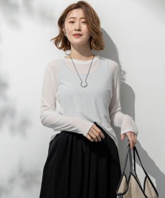 23区 L (Women/大きいサイズ)/ニジュウサンク エル 【Ｏｇｇｉ５月号掲載／洗える】シアー　レイヤード　ＴＥＥ（ＫＫＷＷＧＭ０３３３）