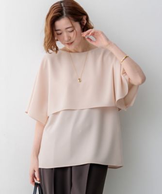 ＜23区 L (Women/大きいサイズ)＞【新色追加】ストレッチジョーゼット　　ケープデザイン　カットソー（ＫＫＷＷＧＭ０４３３）