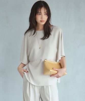 【吸水速乾／ＵＶカット／接触冷感】ストレッチジョーゼット　　ケープデザイン　カットソー（ＫＫＷＷＧＭ０４３３）