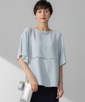 【吸水速乾／ＵＶカット／接触冷感】ストレッチジョーゼット　　ケープデザイン　カットソー（ＫＫＷＷＧＭ０４３３）