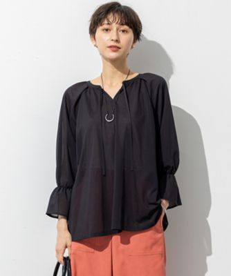 23区 L (Women/大きいサイズ)/ニジュウサンク エル 【洗える】クリアトリコットジャージー ギャザーデザイン カットソー(KKWWGM0634)