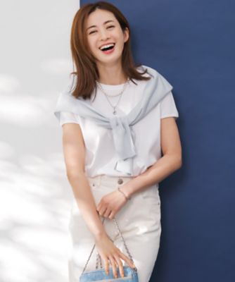 23区 L (Women/大きいサイズ)/ニジュウサンク エル 【汗じみ防止/速乾性】フレンチスリーブ  IT Tシャツ(KKWWGM0636)