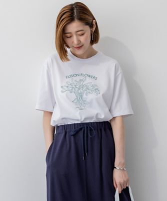 ふわふわページ 洗える】JANE PACKERコラボ フラワー刺繍 Tシャツ