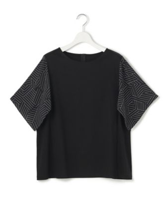【Ｌサイズ限定／洗える】スカーフプリントコンビ　スリーブデザイン　カットソー（ＫＫＷＷＧＭ６８６２）