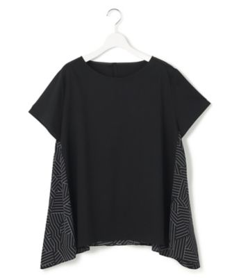 【Ｌサイズ限定／洗える】スカーフプリントコンビ　バックフレア　カットソー（ＫＫＷＷＧＭ６８６３）