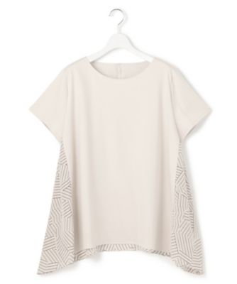 【Ｌサイズ限定／洗える】スカーフプリントコンビ　バックフレア　カットソー（ＫＫＷＷＧＭ６８６３）