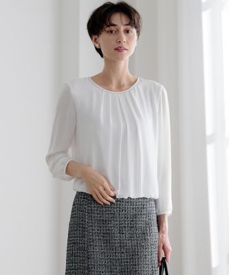 23区 L (Women/大きいサイズ)/ニジュウサンク エル 【洗える】シルキーデシン ボールチェーン カットソー(KKWWGS0030)