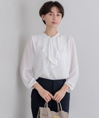 23区 L (Women/大きいサイズ)/ニジュウサンク エル 【洗える】ジョーゼットフリル  カットソー(KKWWGS0032)