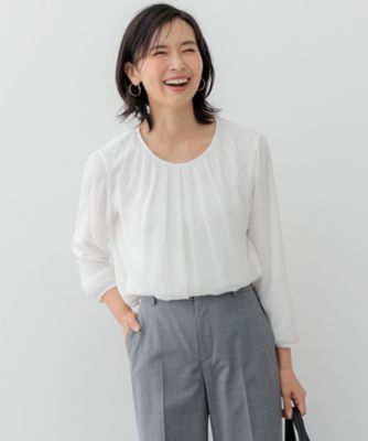 ＜23区 L (Women/大きいサイズ)＞【洗える】ドビードットシフォン　ブラウス（ＫＫＷＷＧＳ００３３）
