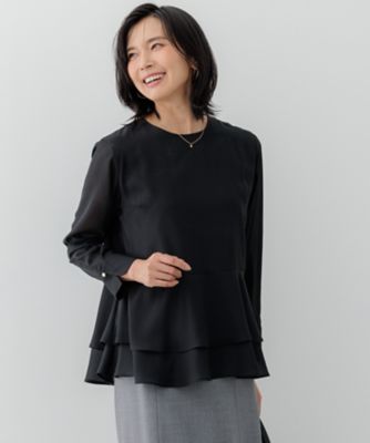 ohga シフォンブラウス　BLACK シャーリングシフォンブラウス/ブラック – Lumier