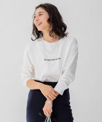 ＜23区 L (Women/大きいサイズ)＞【洗える】クルーネック　ロゴロング　Ｔシャツ（ＫＫＷＷＩＺ０７２２）