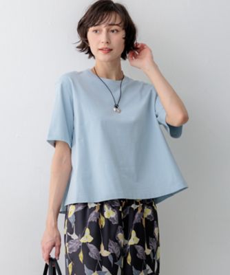 【SALE】【送料無料】23区 L (Women/大きいサイズ)/ニジュウサンク エル スビンギザコットン フレア Tシャツ 073_サックス トップス【..