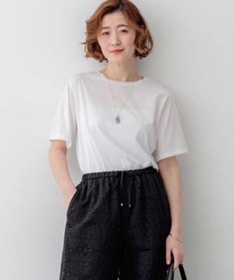 ＜23区 L (Women/大きいサイズ)＞【見上愛さん着用】シアーコンフォート　クルーネック　Ｔシャツ（ＫＫＷＷＬＭ０５４１）