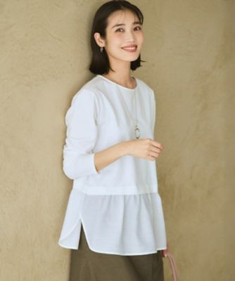 ＜23区 L (Women/大きいサイズ)＞ナチュラルコットンベア　シアードッキング　カットソー（ＫＫＷＷＬＳ０２４０）