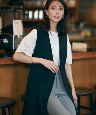 ＜23区 L (Women/大きいサイズ)＞【洗える】スカラップエンブロイダリー　カットソー（ＫＫＷＷＳＡ０１３１）