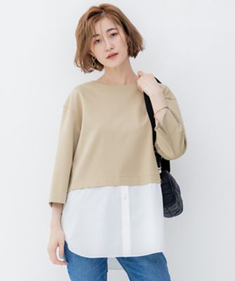 洗える】コンビネーション チュニック カットソー 