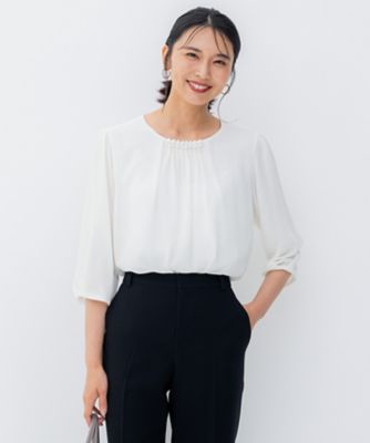 ＜23区 L (Women/大きいサイズ)＞【洗える】エアリーコンビジャージー　パールモチーフ　カットソー（ＫＫＷＷＳＡ０２３３）