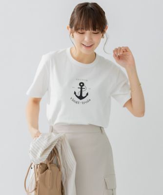 ＜23区 L (Women/大きいサイズ)＞【洗える】アンカーロゴプリント　半袖　Ｔシャツ（ＫＫＷＷＳＭ０３３２）