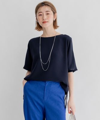 【洗える／好評につき新色追加】ストレッチジョーゼットリブコンビ　バックデザイン　カットソー（ＫＫＷＷＳＭ０４３２）