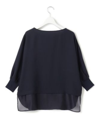 【洗える／好評につき新色追加】ストレッチジョーゼットリブコンビ　バックデザイン　カットソー（ＫＫＷＷＳＭ０４３２）