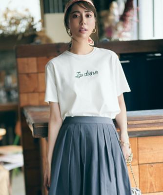 ＜三越伊勢丹/公式＞【SALE】23区 L (Women/大きいサイズ)/ニジュウサンク エル La dune ロゴTシャツ シロ トップス【三越伊勢丹/公式】