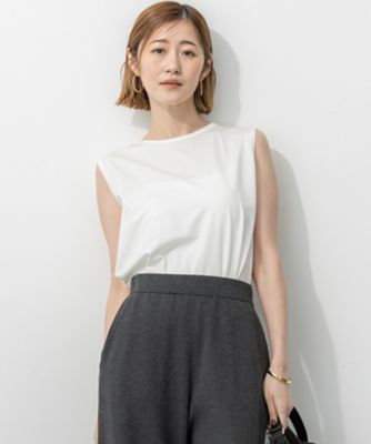 ＜23区 L (Women/大きいサイズ)＞【新色追加／洗える】コットンベアジャージー　ノースリーブ　Ｔシャツ（ＫＫＷＷＳＭ０４３７）