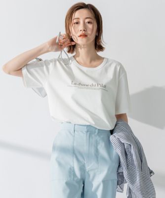 ＜23区 L (Women/大きいサイズ)＞【洗える】Ｐｉｌａｔ　ロゴ　Ｔシャツ（ＫＫＷＷＳＭ０５３９）