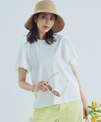 ＜23区 L (Women/大きいサイズ)＞【ＷＥＢ限定】フレアコンビジャージー　袖フリル　カットソー（ＫＫＷＷＳＭ０８４８）