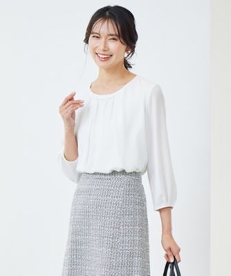 ＜23区 L (Women/大きいサイズ)＞【洗える】シルキーデシン　ギャザー　カットソー（ＫＫＷＷＳＳ００３１）