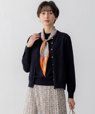 美品 23区 25SS 大きいサイズ プレミアムビオコットンボーダーカーディガン Oggi6月号掲載／洗える】プレミアムビオコットン カーディガン