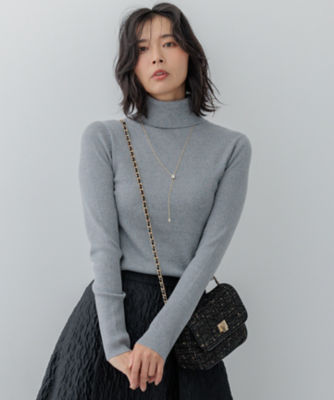 ＜23区 L (Women/大きいサイズ)＞【Ｏｇｇｉ１月号／ＣＬＡＳＳＹ．１１月号掲載】ウーステッドウール　リブタートルネック　ニット（ＫＲ２６ＣＷ０４５４）