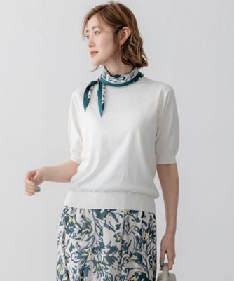 23区 L (Women/大きいサイズ)/ニジュウサンク エル 【Oggi5月号掲載/洗える】プレミアムビオコットン 半袖 ニット(KR26GS0251)