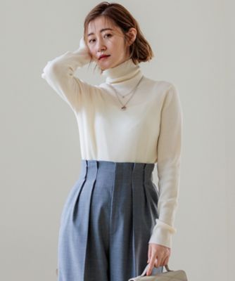 ＜23区 S (Women/小さいサイズ)＞【Ｏｇｇｉ１月号／ＣＬＡＳＳＹ．１１月号掲載】ウーステッドウール　リブタートルネック　ニット（ＫＲ２７ＣＷ０４５４）